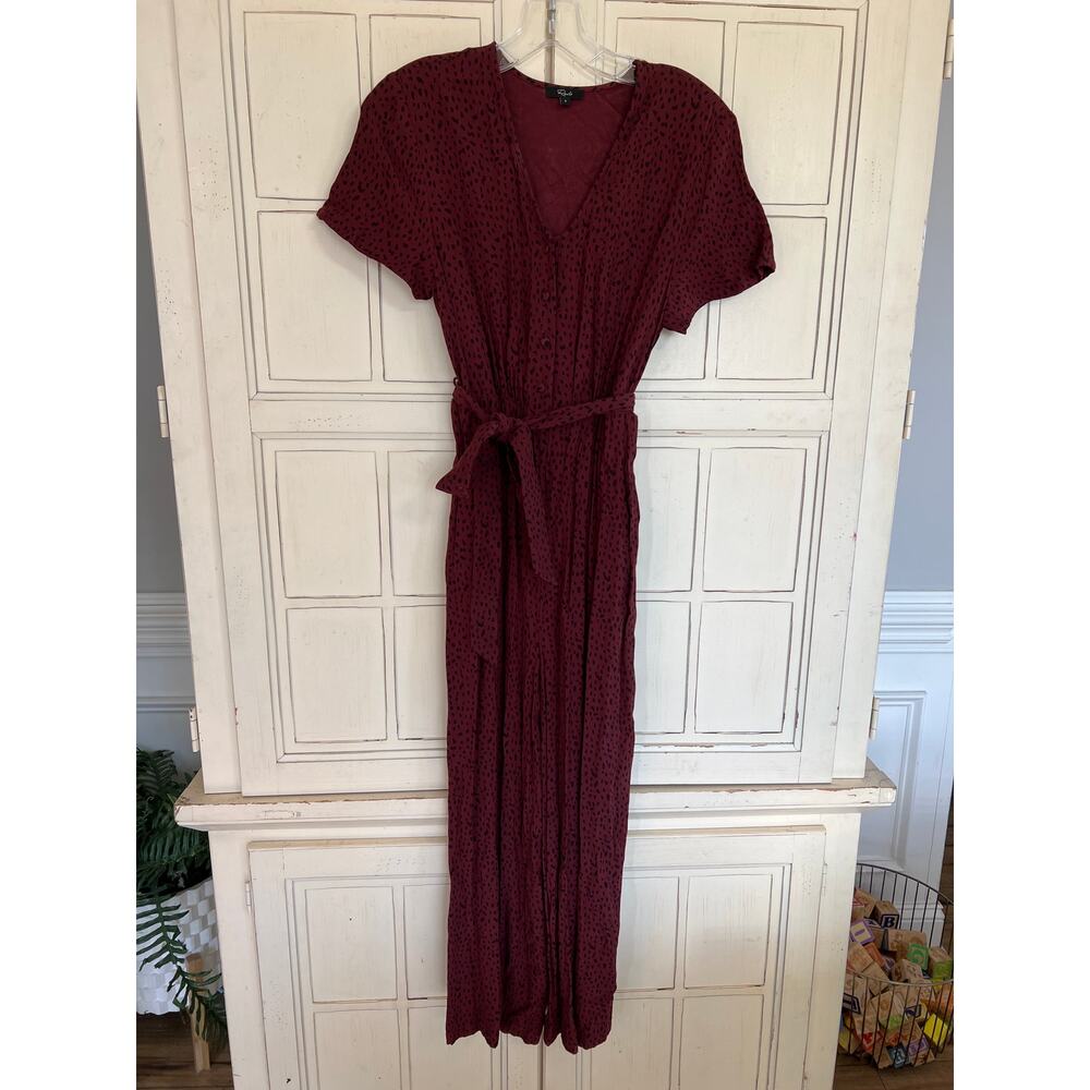 Rails Size Small V-Neck Cropped Jumpsuit Maroon &… - image 2